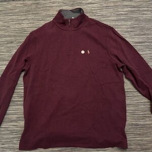 Ralph Lauren Men's Maroon Zip-Up Sweater